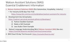 IBM Watson Assistant SolutionsWAS Enablement Information [upl. by Bina809]