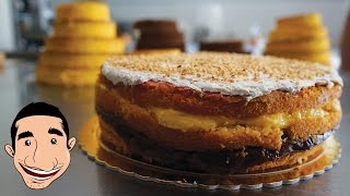 PIZZA DOLCE ABRUZZESE  3 Layered Sponge Cake Recipe Wedding Cake  Christmas Recipes [upl. by Nalac]