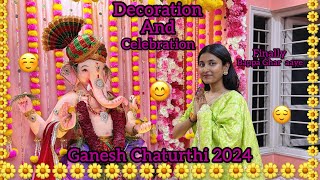 Decoration and celebration for Ganesh Chaturthi 2024  Finally bappa ghar aaye [upl. by Wehner]