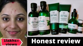 I tried Body shop Teatree Range Skincare Routine For 1 month  Acne proneoily skin  Review [upl. by Adoree]