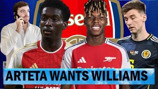 Nico Williams To Arsenal Transfer Contemplated  Kierney Tierney EUROS Over  CozierDuberry Hint [upl. by Huskey]