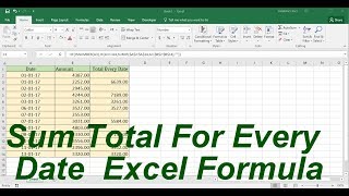 Sum Total Every Date Without Repetition Excel Formula [upl. by Peyter801]