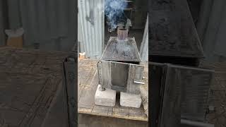 HOT MINI WOODSTOVE HOMEMADE FROM SCRAPS woodstoves homemade truckcamperlife camping [upl. by Griz]