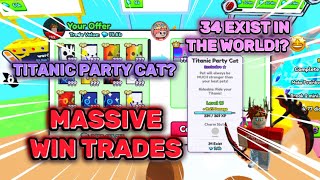 Trading Montage 25  🔥MASSIVE WIN TRADES 🔥TITANIC PARTY CAT🤯33 EXIST🤯 Pet Simulator 99  Roblox [upl. by Annmaria]