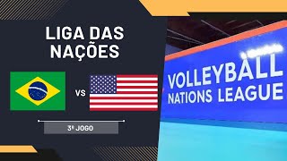 BRASIL X EUA LIGA DAS NAÇÕES DE VOLEI AO VIVO voleibol [upl. by Atinaj]