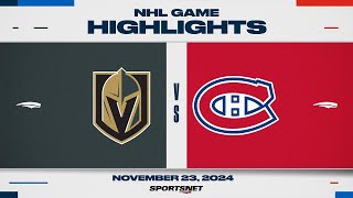 NHL Highlights  Golden Knights vs Canadiens  November 23 2024 [upl. by Aietal]