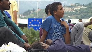 French police block African immigrants trying to cross the border from Italy [upl. by Kirst]