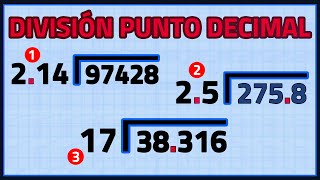 CÓMO DIVIDIR NÚMEROS DECIMALES División con PUNTO DECIMAL [upl. by Cruickshank]