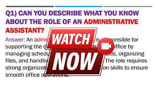 Administrative Assistant Interview Questions and Answers  Admin Assistant Job Interview [upl. by Llecrad136]