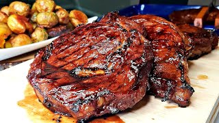 Grilled Glazed Ribeye Steak Steak Marinade  Simply Mamá Cooks [upl. by Vallie]