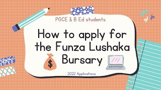 How to apply for the Funza Lushaka Bursary BEd and PGCE students🇿🇦 [upl. by Notnil]