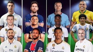 Ronaldo Bale Benzema 🆚 Messi Mbappe Neymar 🆚 Haaland Vinicius Bellingham 🆚 R9 Maradona Zidane 🔥😲 [upl. by Eedoj805]