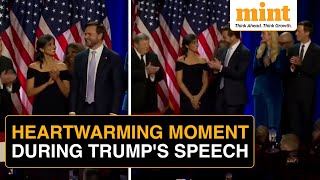 Trump Victory Speech Heartwarming Moment JD Usha Vances Reactions Draw Netizens’ Attention [upl. by Lesirg10]