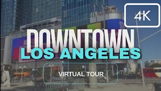 Los Angeles Virtual Walking Tour DTLA  4K   Hope Street to LA Live [upl. by Aliac]