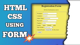 How to create Simple Registration Form in HTML amp CSS  HTML FORM  How to create Form in HTML [upl. by Euqirat]