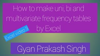 Uni variate bi variate and multivariate frequency distribution MSExcel Count Countif countifs [upl. by Adi]