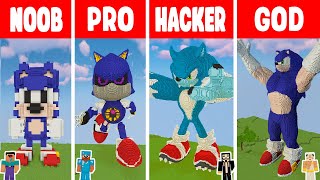 Minecraft SONIC STATUE BUILD CHALLENGE  NOOB vs PRO vs HACKER vs GOD  Animation [upl. by Ateuqal25]