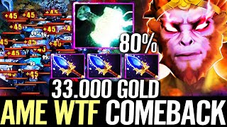 🔥 AME 33000 GOLD COMEBACK Monkey King Carry — Aghanim  Mjollnir 80 Electric Release Dota 2 Pro [upl. by Giark]