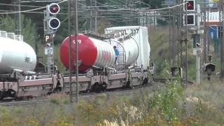 BB36000  Convoi à lapproche du tunnel ferroviaire du Fréjus au dessus de la ville de Modane [upl. by Aekan]