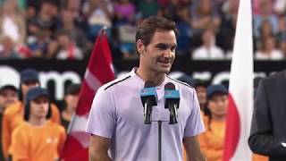 Belinda Bencic and Roger Federer winners speech Final  Mastercard Hopman Cup 2018 [upl. by Barabas]