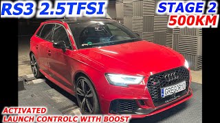 Audi RS3 25TFSI 500HP STAGE 2 DNWA GPF MY2020 Boost Launch Control  Sound GREGOR10 ChipTuning [upl. by Foote936]