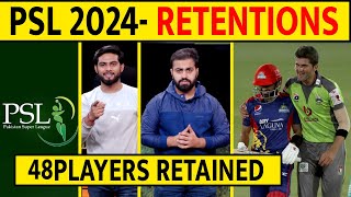 🔴PSL 2024 RETENTIONS PLAYER MAJOR UPDATES 48 PLAYERS PSL [upl. by Darya]