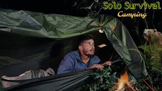 Solo HAMMOCK Tent Camping in Deep Forest  Survival Camping Video  Primitive Cooking in Jungle [upl. by Dilan]