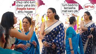 Kajol Devgan amp Tanisha Fight Publically At Durga Puja Embarrassed Mom Tanuja Trying To Stop Tamasha [upl. by Ardnajela]