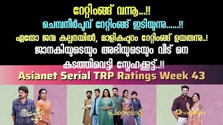 Asianet Serial TRP Rating Week 43  ഏഷ്യാനെറ്റ്‌ പരമ്പരകളുടെ 43 ആഴ്ച റേറ്റിംങ്ങ്  Starasianetmedia [upl. by Macario]