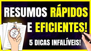 Como Fazer RESUMOS RÁPIDOS e MUITO Eficientes DICAS DE ESTUDO [upl. by Anehsat273]