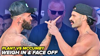 Caleb Plant vs Trevor McCumby HEATED weigh in amp face off  Canelo vs Berlanga [upl. by Ingalls]