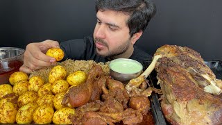 ASMR Eating Spicy Eggs CurryChicken CurryRaosted Mutton LegsExtra Spicy Gravy  Real Mukbang [upl. by Lissie368]