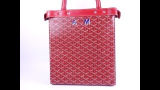 GOYARD ゴヤール ジャージーGM トートバッグ ハンドバッグ PVC キャンバス レザー レッド 赤 イニシャル入り【中古】A8176 [upl. by Chaworth]