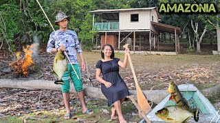 VIVENDO da PESCA ISOLADOS em uma ILHA SELVAGEM na FLORESTA AMAZÃ”NICA [upl. by Eigram363]