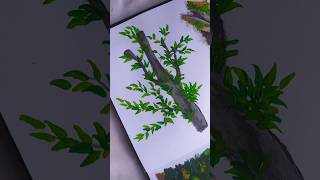 Twigs with dense leaves shorts painting art acrylic [upl. by Evannia]