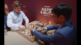 MAGNUS CARLSEN vs PRAGGNANANDHAA full blitz game round 11 respect your senior [upl. by Camile466]