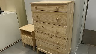 IKEA TARVA 5 DRAWER CHEST PINE CLOSER LOOK IKEA FURNITURE DRESSERS BEDROOM FURNITURE SHOPPING REVIEW [upl. by Aeduj]