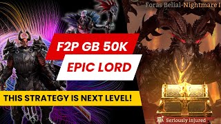 F2P Guild Boss Nightmare 4 50k Using Only Epic Lord Heroes  Watcher of Realms [upl. by Eisenberg]