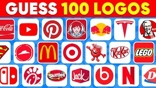 Guess the RED Logo in 3 Seconds  100 Famous Logos 🍏🥇 Logo Quiz 2024 [upl. by Hopfinger]