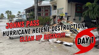 Hurricane Helene  Aftermath and Clean Up Day 1  Johns Pass Garage Roadways Docks and more [upl. by Carmela799]