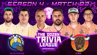 Big Cat amp The Yak vs Team Minihane  Match 82 Season 4  The Dozen Trivia League [upl. by Inoliel]