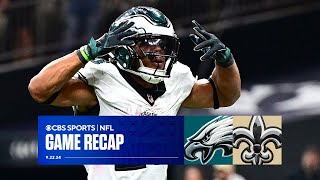 Saquon Barkleys huge 2nd half WILLS Eagles to victory hand Saints first loss  Game Recap [upl. by Eelan]