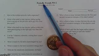 Periodic Trends WS I  Stepwise Solutions Part B [upl. by Imorej]