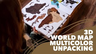 3D WOODEN WORLD MAP UNPACKING [upl. by Dewie]