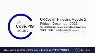 UK Covid19 Inquiry  Module 2 Hearing  1 December 2023 [upl. by Katzen]