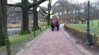 Arrenslee met twee Friese paarden in het Nederlands Openlucht museum [upl. by Vinn]