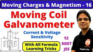 Moving Charges amp Magnetism 16 Moving Coil Galvanometer Radial Field Current amp Voltage Sensitivity [upl. by Sellihca]