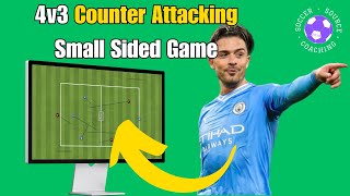 4v3 Counter Attacking Small Sided Game  SoccerFootball Drill [upl. by Elata113]