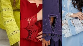 sleeves design with lacebeautiful bazi design with lace slevees [upl. by Docila]