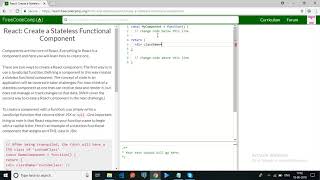 freecodecampReact Create a Stateless Functional Componentsolution [upl. by Lustig]